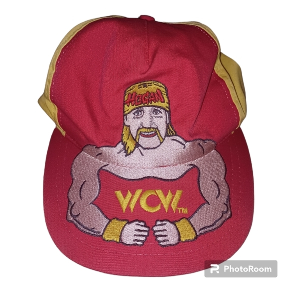 Wcw Hulk Hogan‎ Snapback Vintage 90's Rare Wrestling Hat Cap Red Yellow